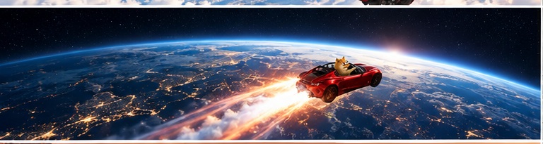 Doge roadster in orbit